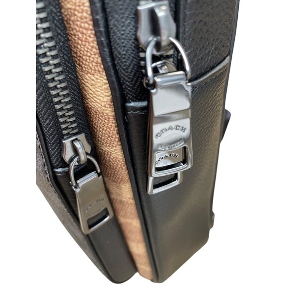 Coach Mens Signature brown black Canvas Leather Sling Pack Bag SKU 9121 - Picture 12 of 16